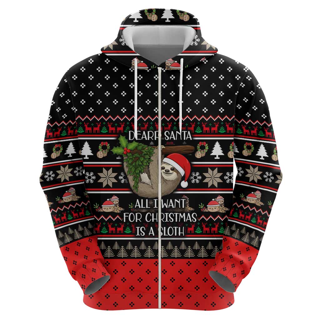 Sloth All I Want For Christmas Hoodie Xmas Holiday Patterns - Wonder Print Shop