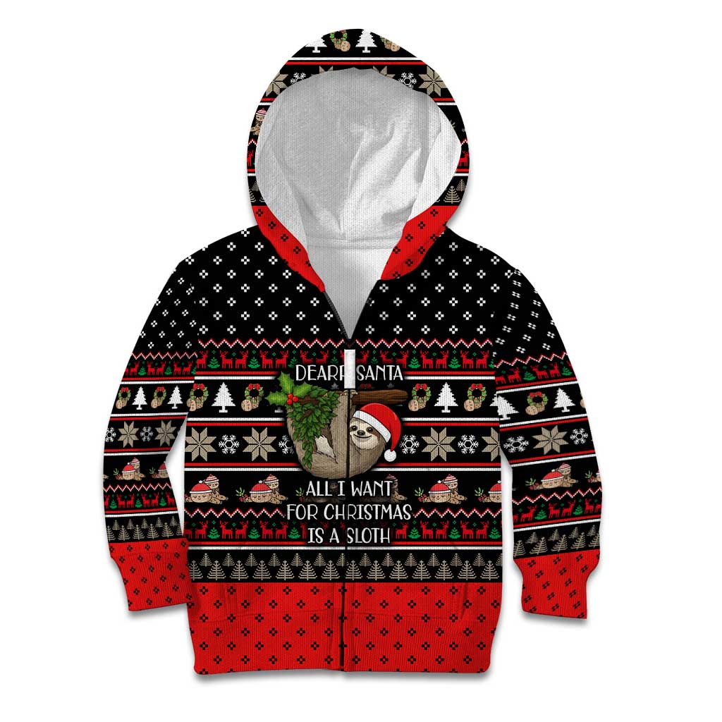 Sloth All I Want For Christmas Kid Hoodie Xmas Holiday Patterns - Wonder Print Shop