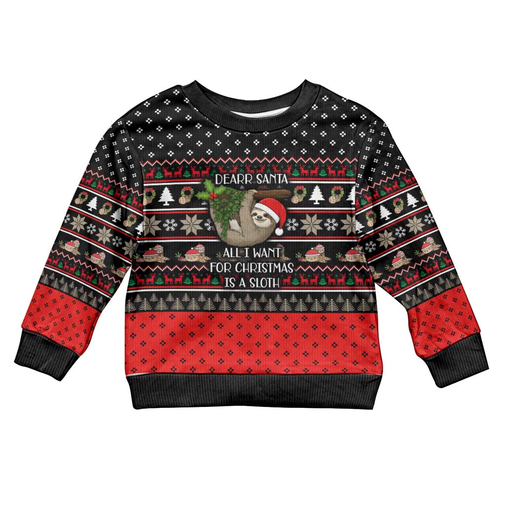 Sloth All I Want For Christmas Kid Ugly Christmas Sweater Xmas Holiday Patterns - Wonder Print Shop