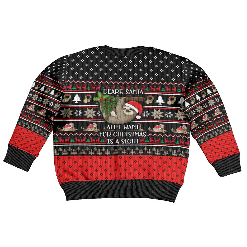 Sloth All I Want For Christmas Kid Ugly Christmas Sweater Xmas Holiday Patterns - Wonder Print Shop