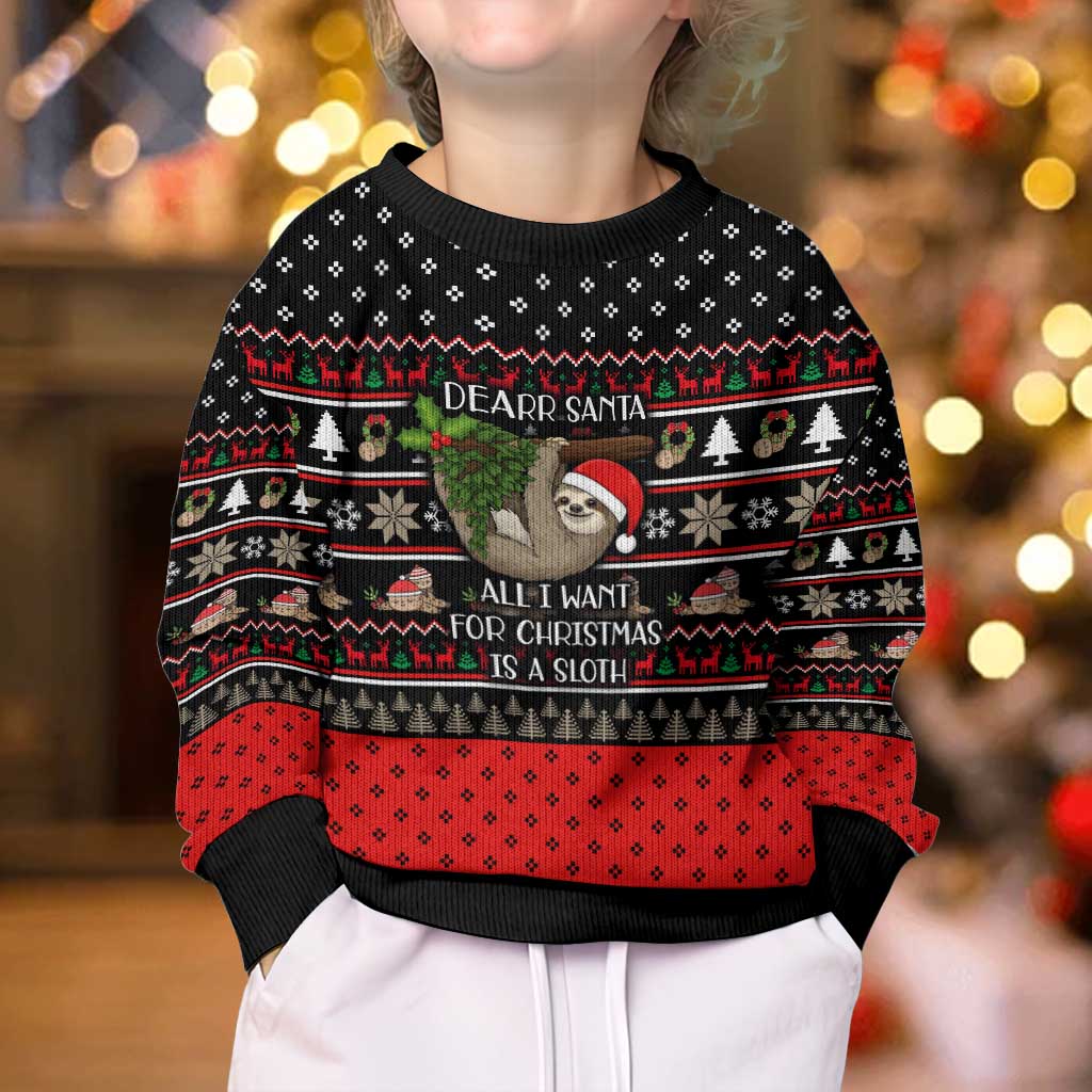 Sloth All I Want For Christmas Kid Ugly Christmas Sweater Xmas Holiday Patterns - Wonder Print Shop