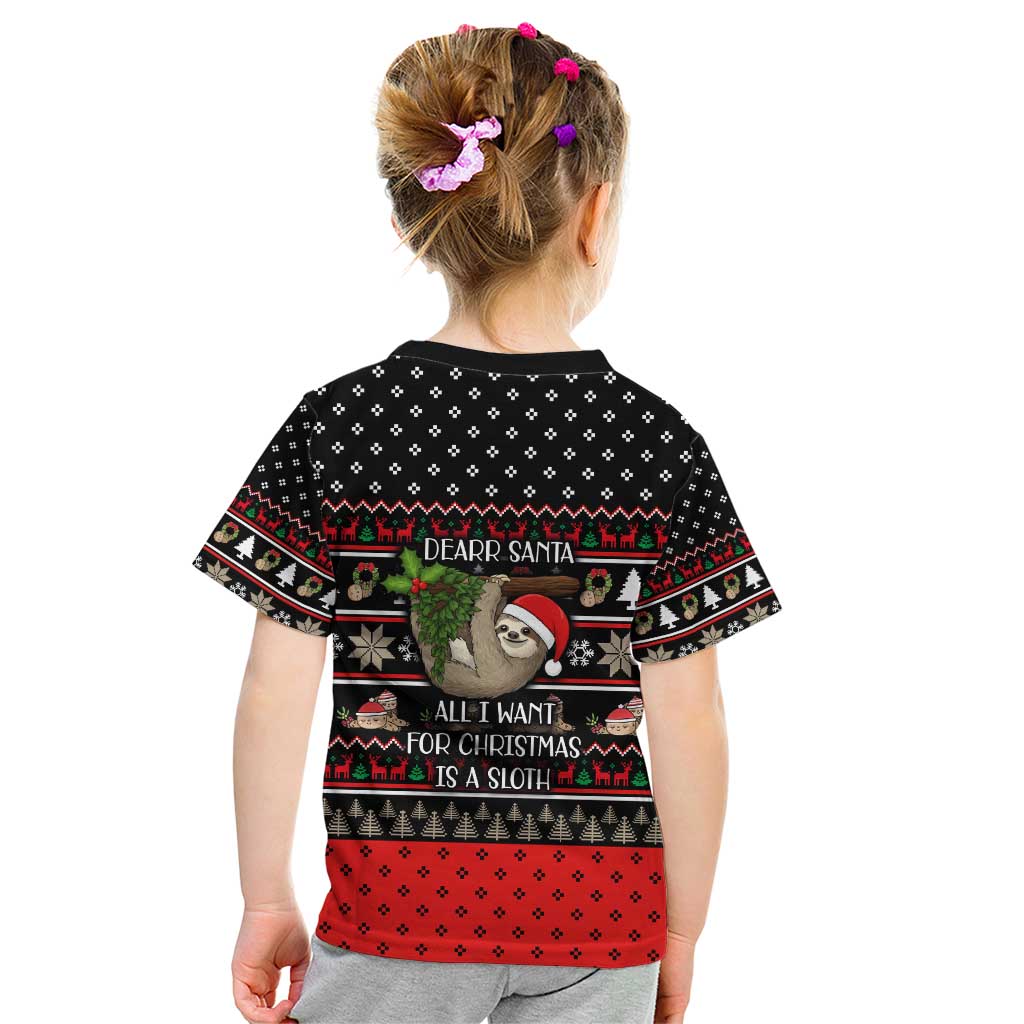 Sloth All I Want For Christmas Kid T Shirt Xmas Holiday Patterns - Wonder Print Shop