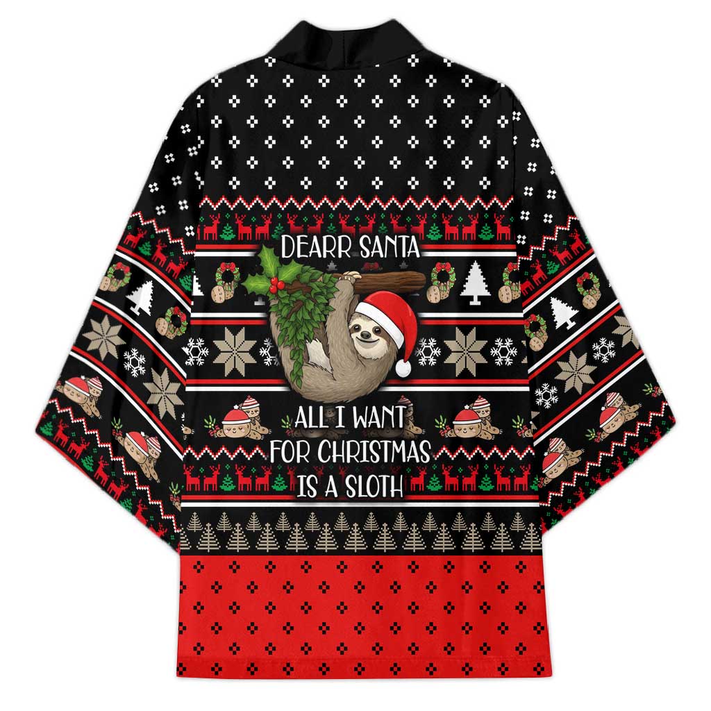 Sloth All I Want For Christmas Kimono Xmas Holiday Patterns - Wonder Print Shop