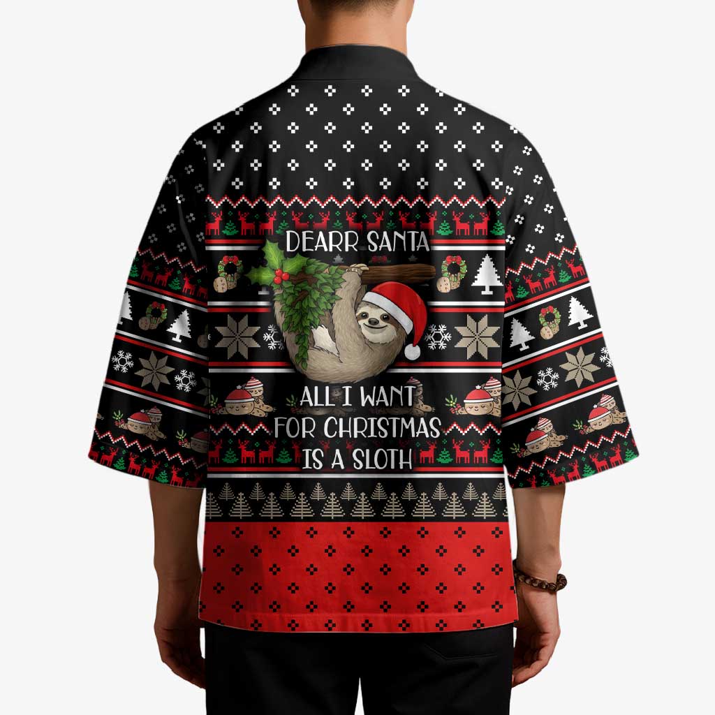 Sloth All I Want For Christmas Kimono Xmas Holiday Patterns - Wonder Print Shop
