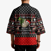 Sloth All I Want For Christmas Kimono Xmas Holiday Patterns - Wonder Print Shop