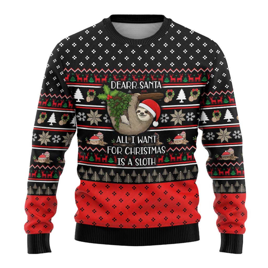 Sloth All I Want For Christmas Ugly Christmas Sweater Xmas Holiday Patterns - Wonder Print Shop