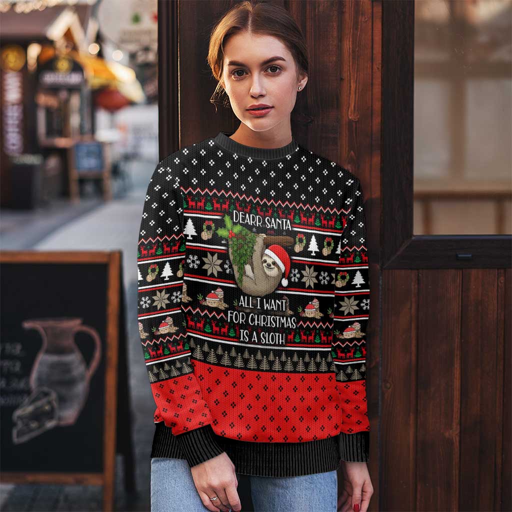 Sloth All I Want For Christmas Ugly Christmas Sweater Xmas Holiday Patterns - Wonder Print Shop