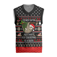 Sloth All I Want For Christmas Knitted V-Neck Vest Xmas Holiday Patterns - Wonder Print Shop