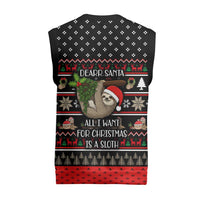 Sloth All I Want For Christmas Knitted V-Neck Vest Xmas Holiday Patterns - Wonder Print Shop