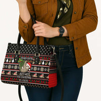 Sloth All I Want For Christmas Leather Bag Xmas Holiday Patterns - Wonder Print Shop