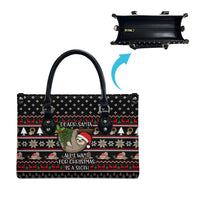Sloth All I Want For Christmas Leather Bag Xmas Holiday Patterns - Wonder Print Shop