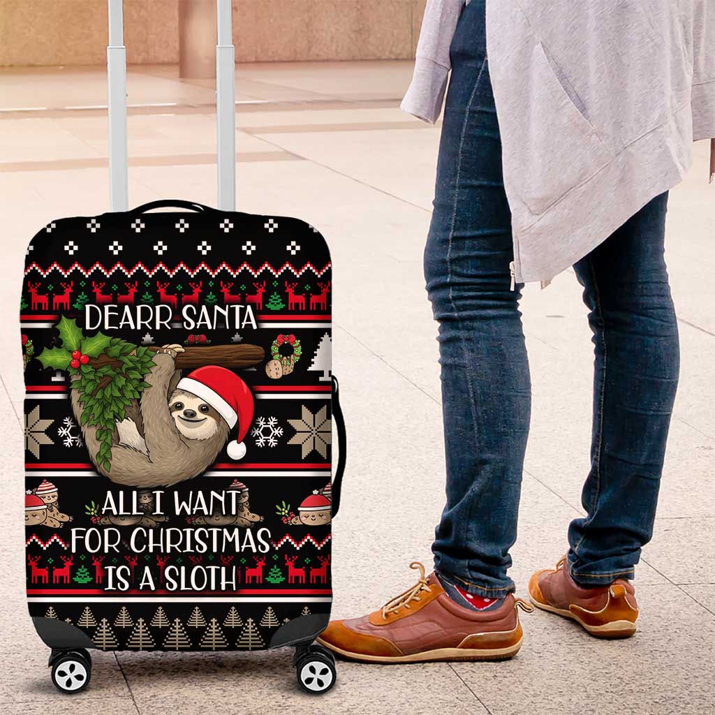 Sloth All I Want For Christmas Luggage Cover Xmas Holiday Patterns - Wonder Print Shop