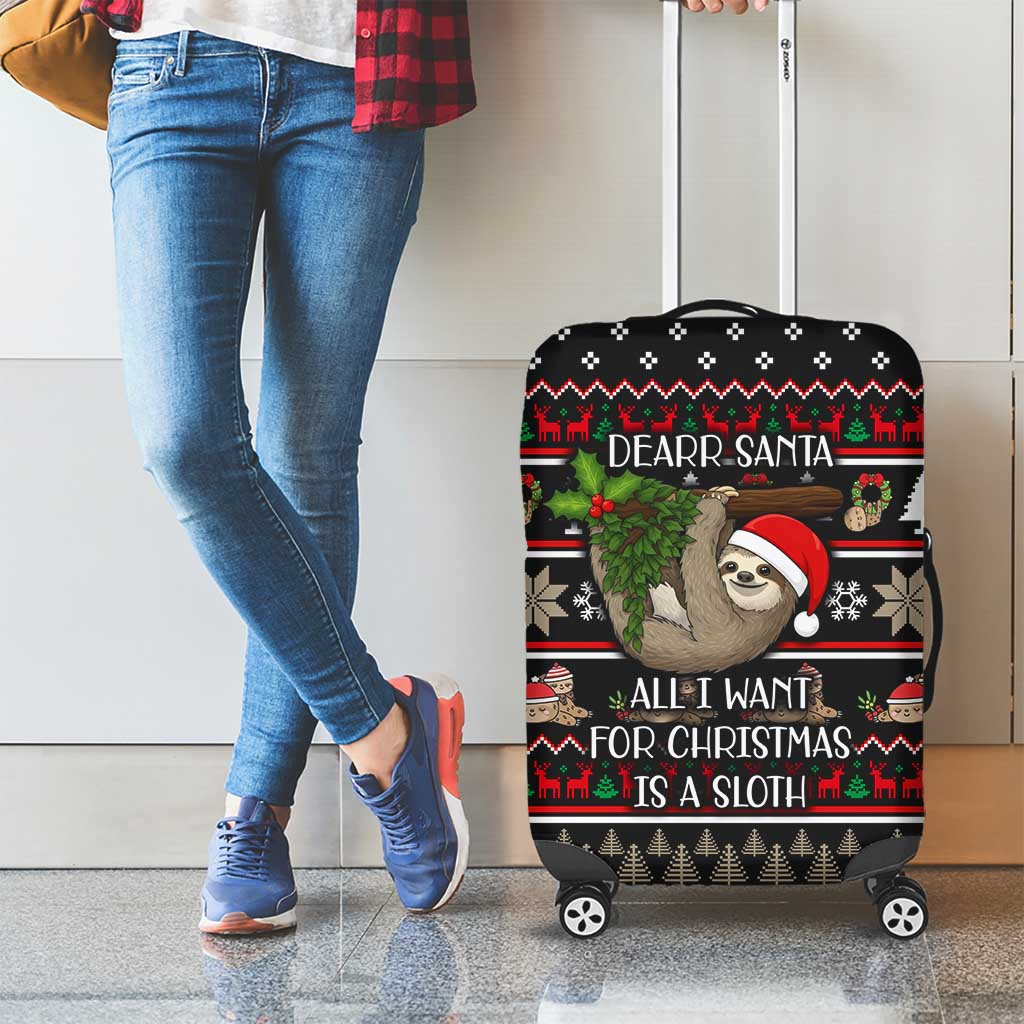 Sloth All I Want For Christmas Luggage Cover Xmas Holiday Patterns - Wonder Print Shop