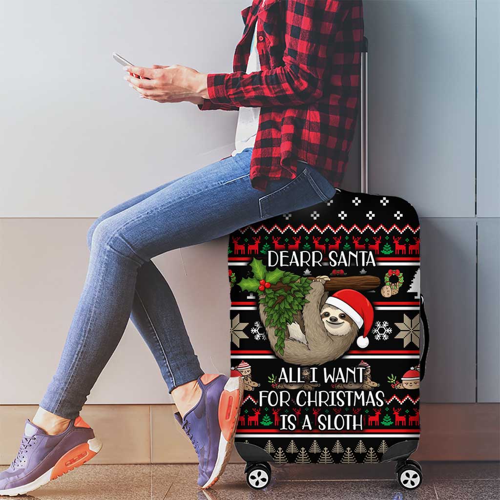 Sloth All I Want For Christmas Luggage Cover Xmas Holiday Patterns - Wonder Print Shop