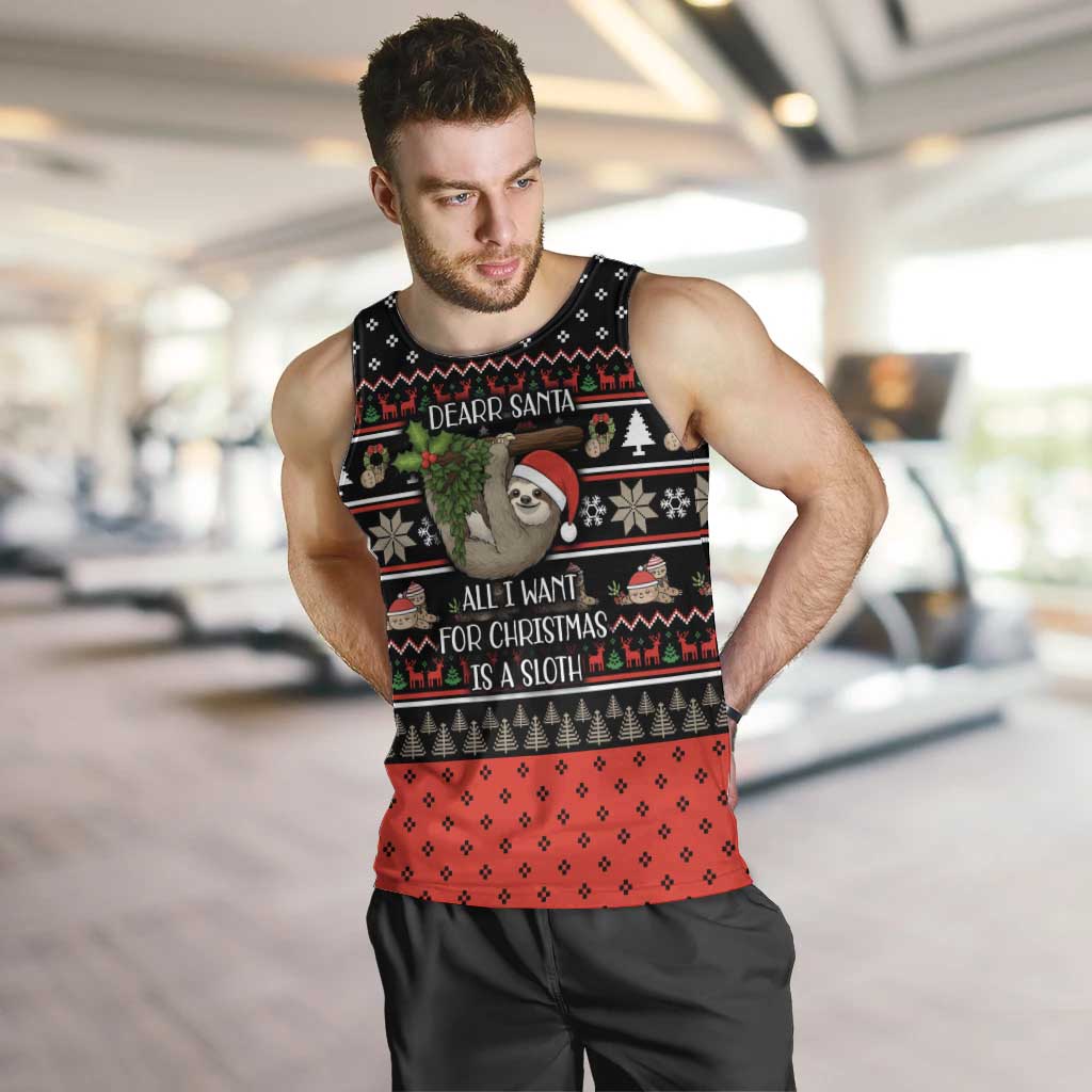 Sloth All I Want For Christmas Men Tank Top Xmas Holiday Patterns - Wonder Print Shop