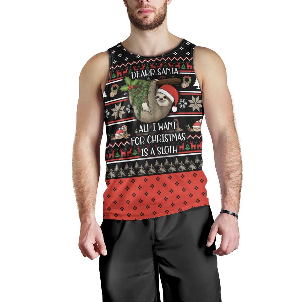 Sloth All I Want For Christmas Men Tank Top Xmas Holiday Patterns - Wonder Print Shop