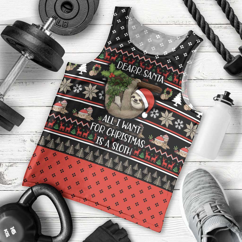 Sloth All I Want For Christmas Men Tank Top Xmas Holiday Patterns - Wonder Print Shop