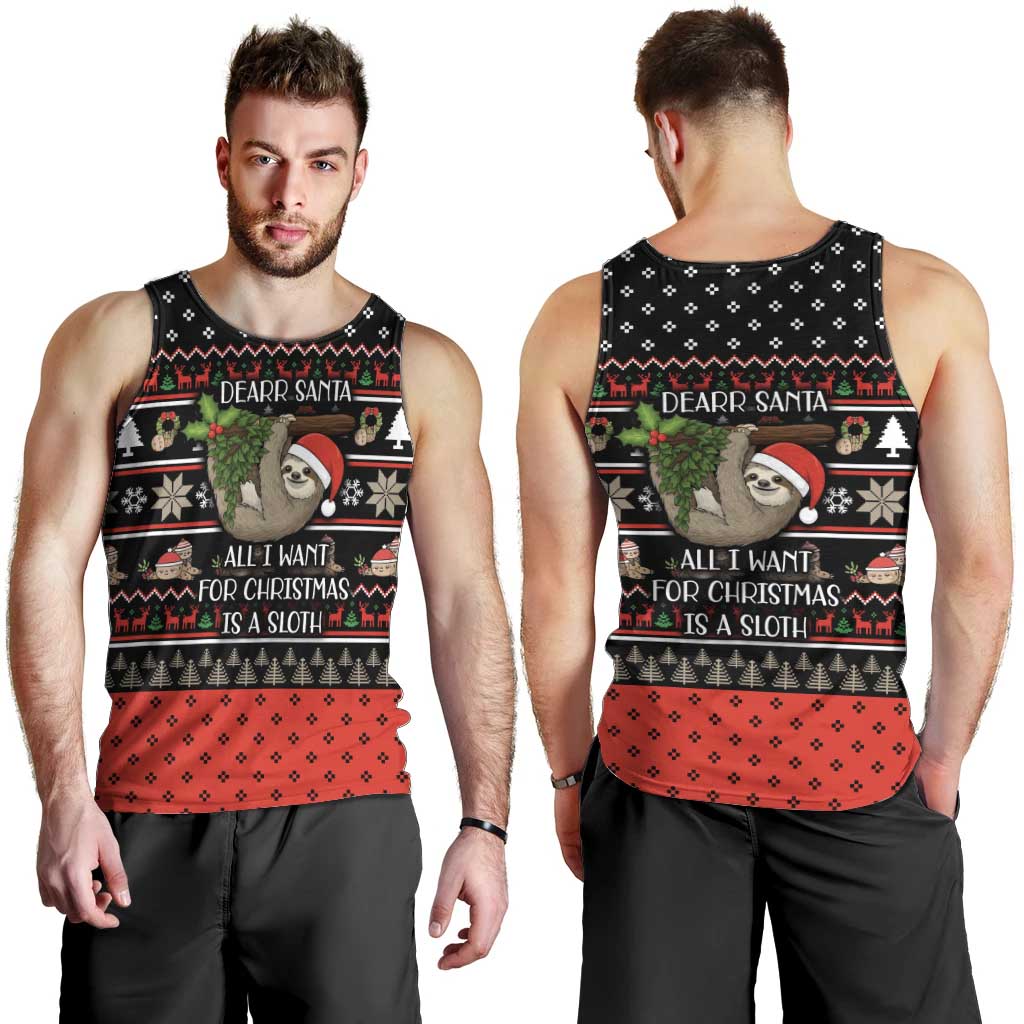 Sloth All I Want For Christmas Men Tank Top Xmas Holiday Patterns - Wonder Print Shop