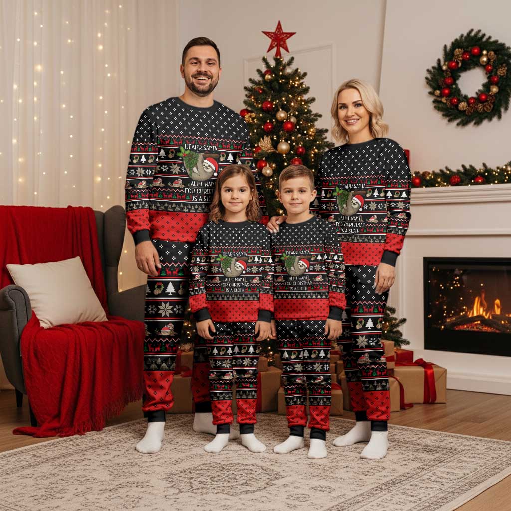 Sloth All I Want For Christmas Pajama Set Xmas Holiday Patterns - Wonder Print Shop