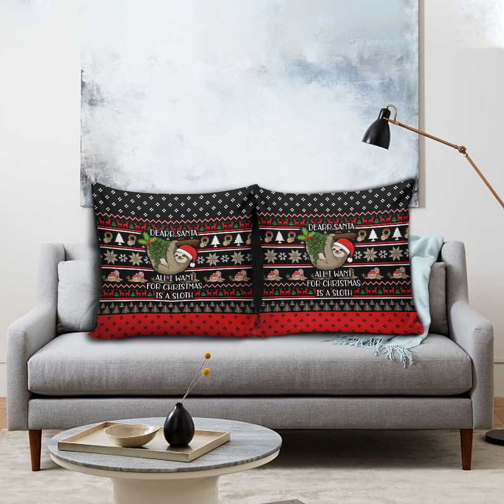 Sloth All I Want For Christmas Pillow Cover Xmas Holiday Patterns - Wonder Print Shop