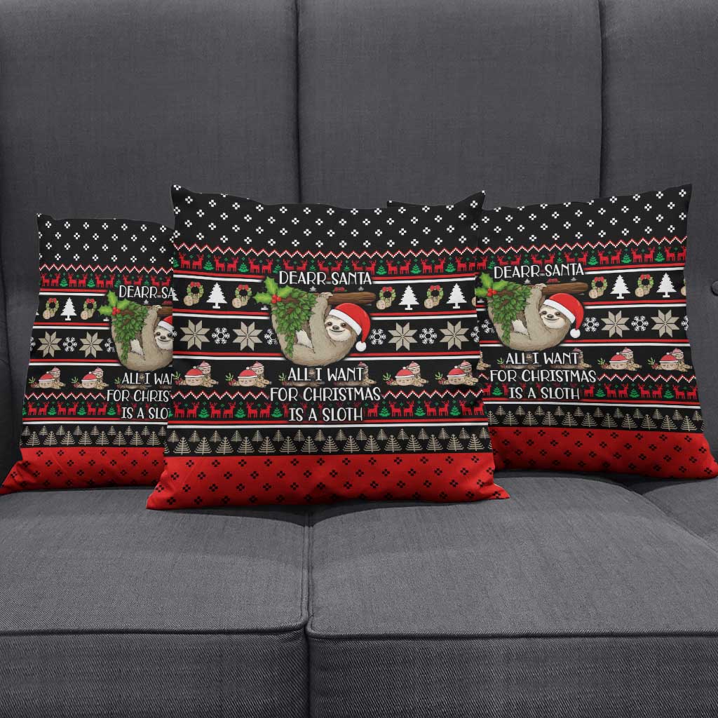 Sloth All I Want For Christmas Pillow Cover Xmas Holiday Patterns - Wonder Print Shop