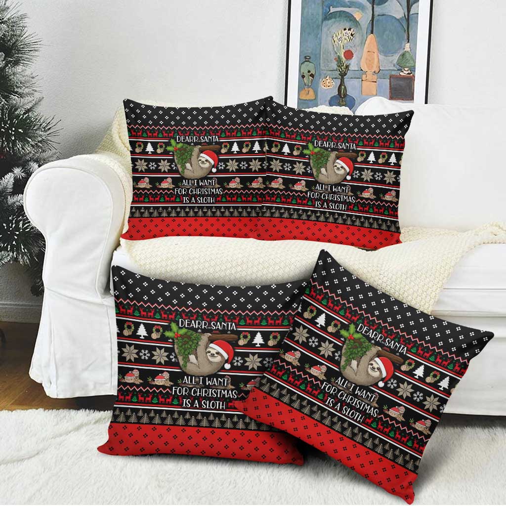 Sloth All I Want For Christmas Pillow Cover Xmas Holiday Patterns - Wonder Print Shop