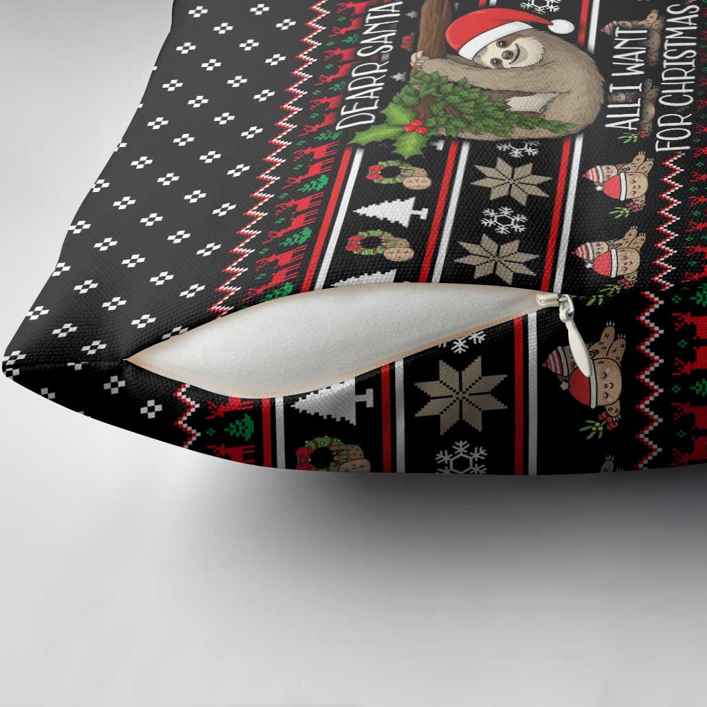 Sloth All I Want For Christmas Pillow Cover Xmas Holiday Patterns - Wonder Print Shop