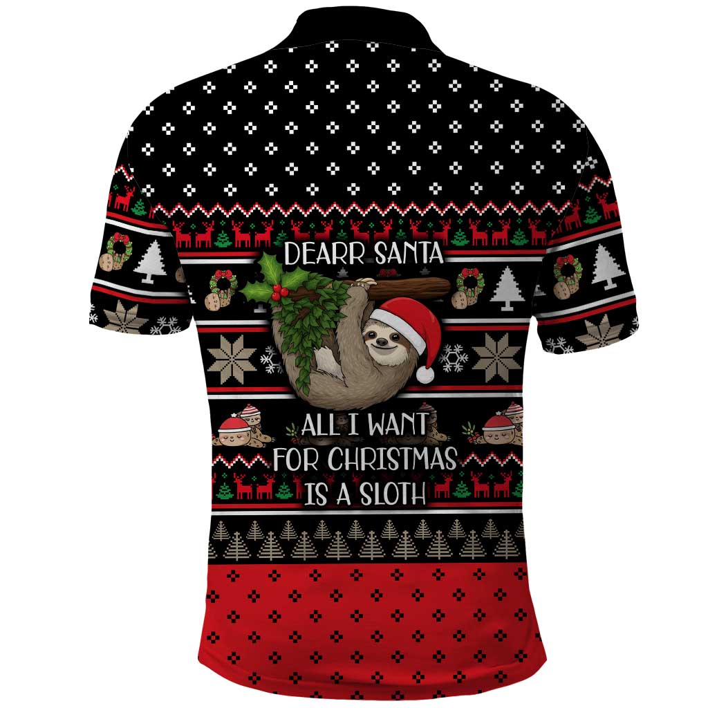 Sloth All I Want For Christmas Polo Shirt Xmas Holiday Patterns - Wonder Print Shop
