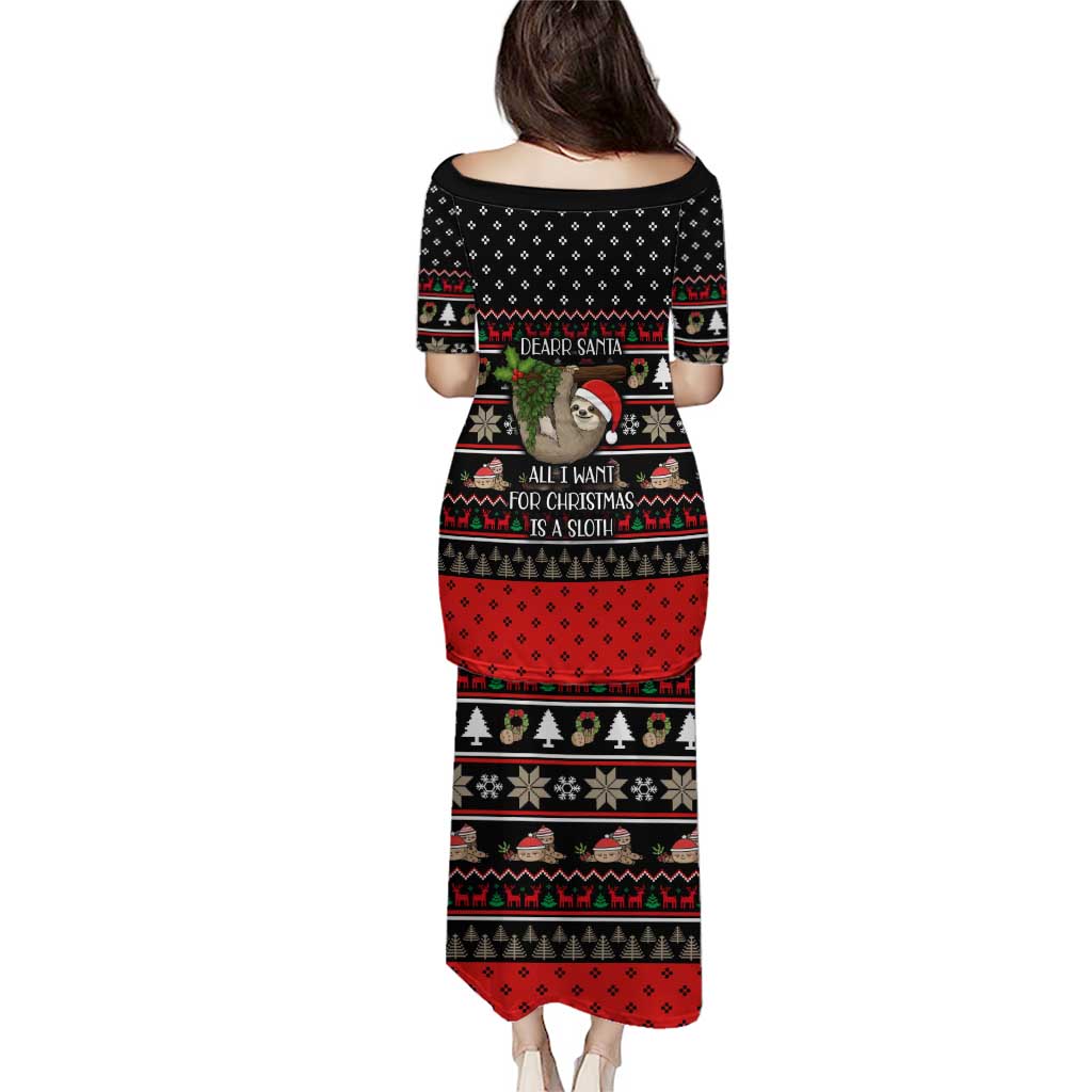 Sloth All I Want For Christmas Puletasi Xmas Holiday Patterns - Wonder Print Shop