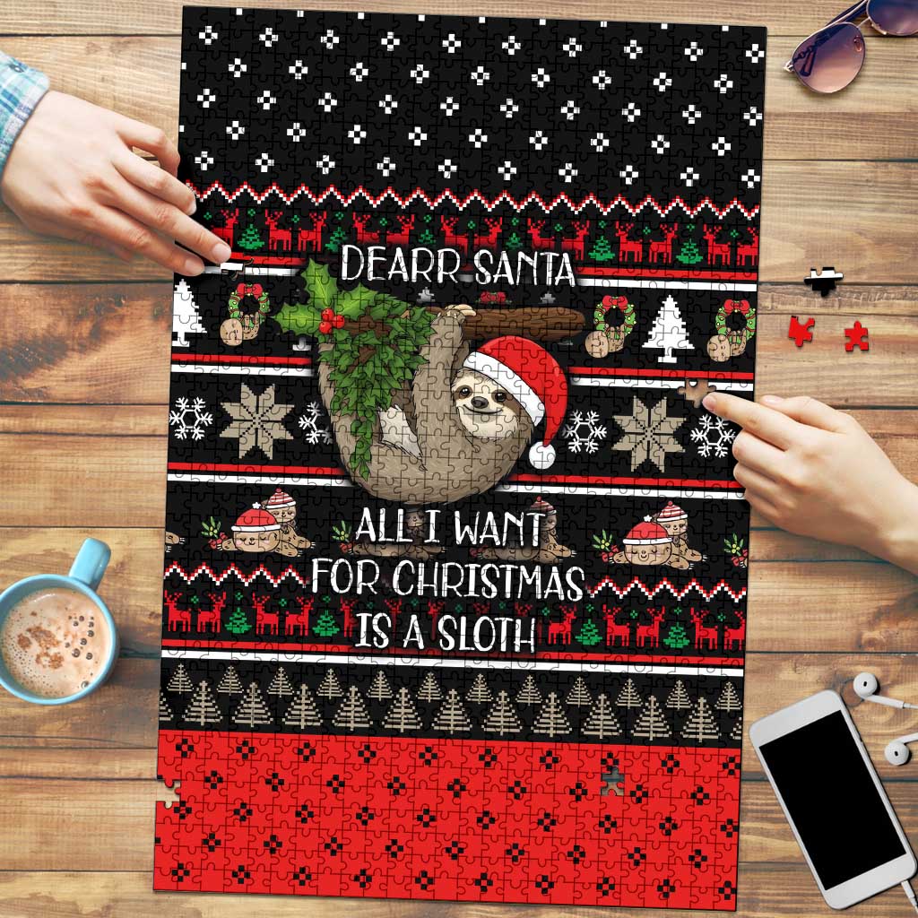 Sloth All I Want For Christmas Puzzle Xmas Holiday Patterns - Wonder Print Shop