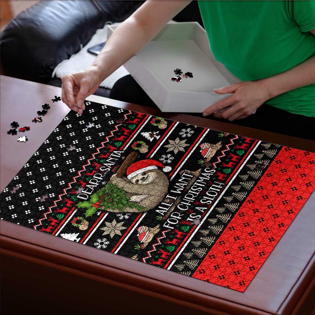 Sloth All I Want For Christmas Puzzle Xmas Holiday Patterns - Wonder Print Shop