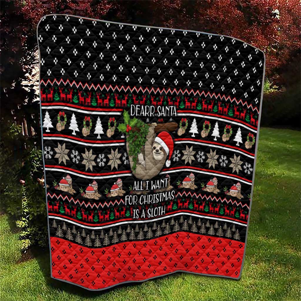 Sloth All I Want For Christmas Quilt Xmas Holiday Patterns - Wonder Print Shop
