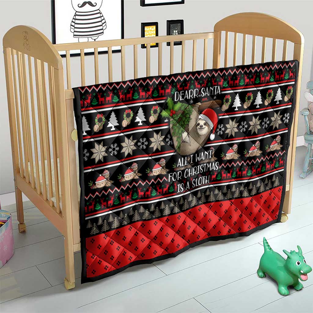 Sloth All I Want For Christmas Quilt Xmas Holiday Patterns - Wonder Print Shop