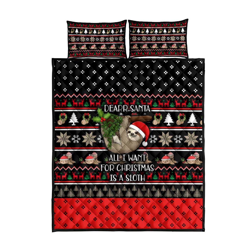 Sloth All I Want For Christmas Quilt Bed Set Xmas Holiday Patterns - Wonder Print Shop