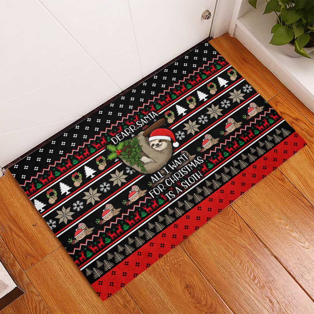 Sloth All I Want For Christmas Rubber Doormat Xmas Holiday Patterns - Wonder Print Shop