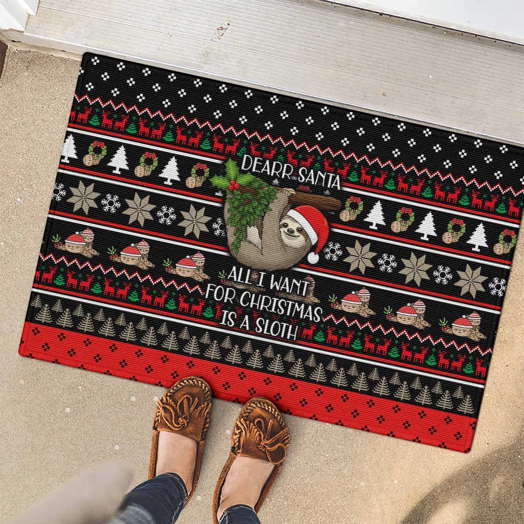 Sloth All I Want For Christmas Rubber Doormat Xmas Holiday Patterns - Wonder Print Shop