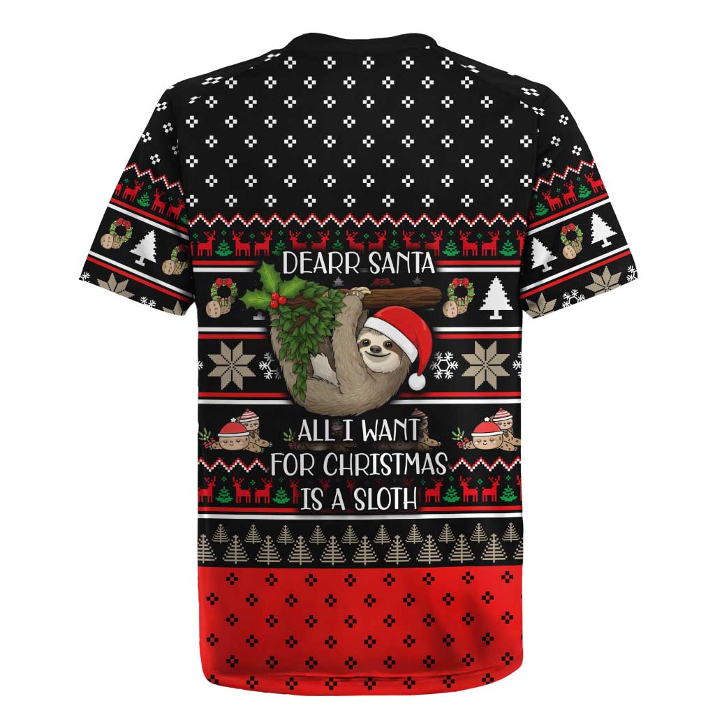 Sloth All I Want For Christmas Rugby Jersey Xmas Holiday Patterns - Wonder Print Shop