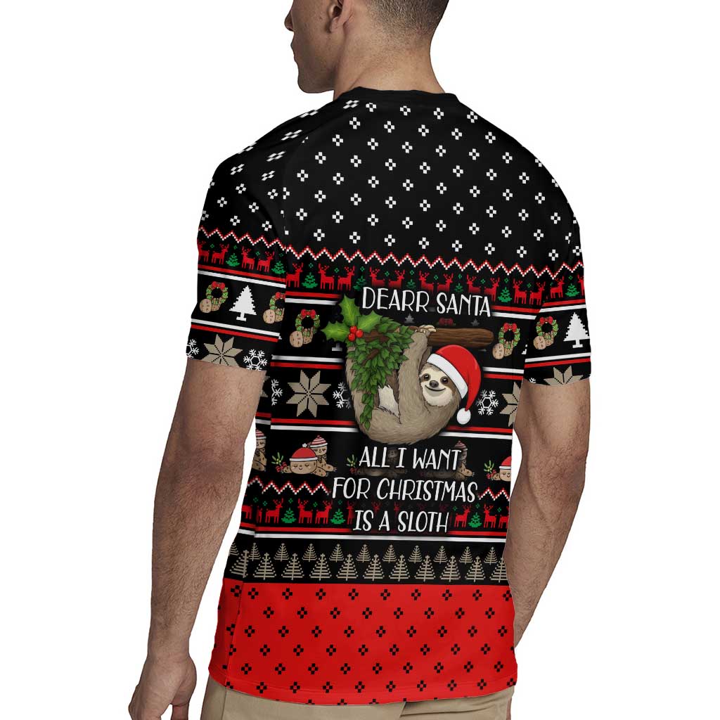 Sloth All I Want For Christmas Rugby Jersey Xmas Holiday Patterns - Wonder Print Shop