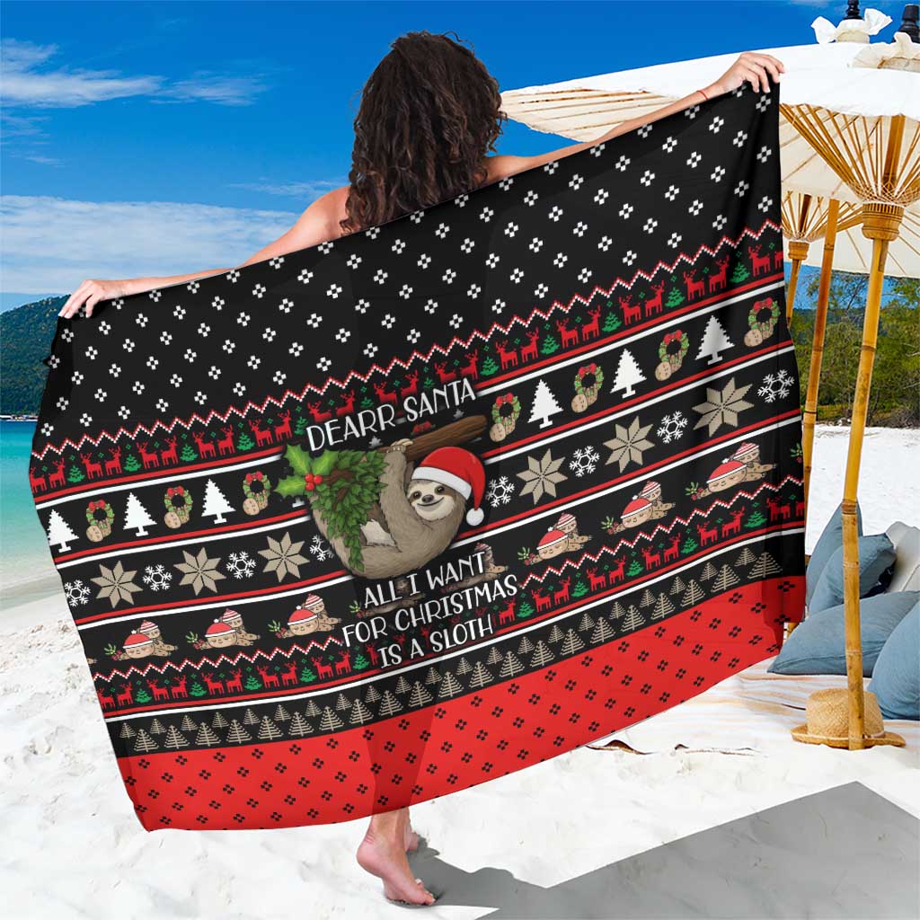 Sloth All I Want For Christmas Sarong Xmas Holiday Patterns - Wonder Print Shop