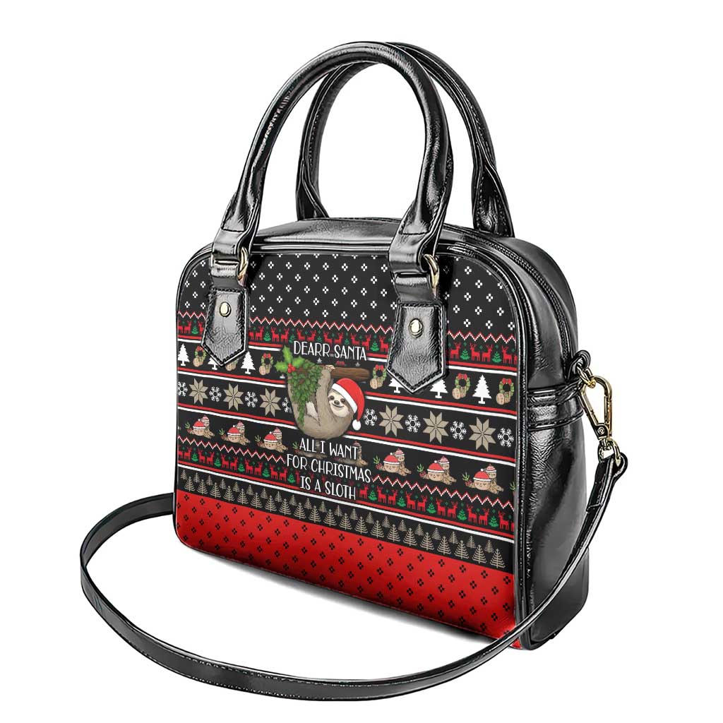 Sloth All I Want For Christmas Shoulder Handbag Xmas Holiday Patterns - Wonder Print Shop