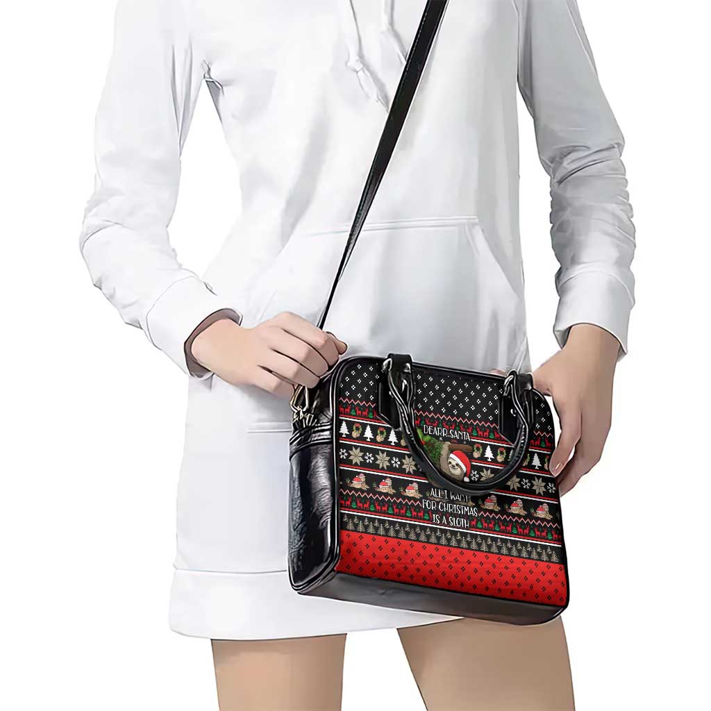 Sloth All I Want For Christmas Shoulder Handbag Xmas Holiday Patterns - Wonder Print Shop