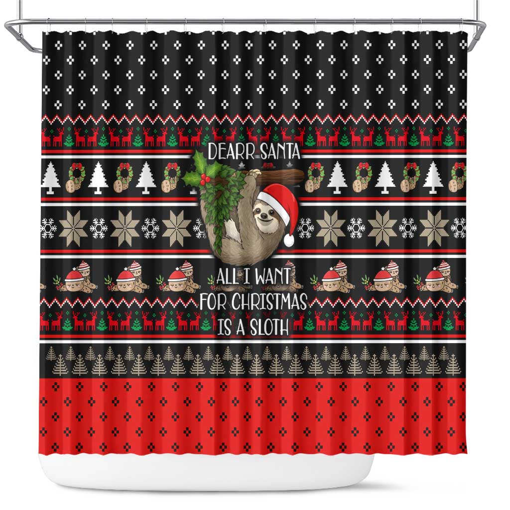 Sloth All I Want For Christmas Shower Curtain Xmas Holiday Patterns - Wonder Print Shop