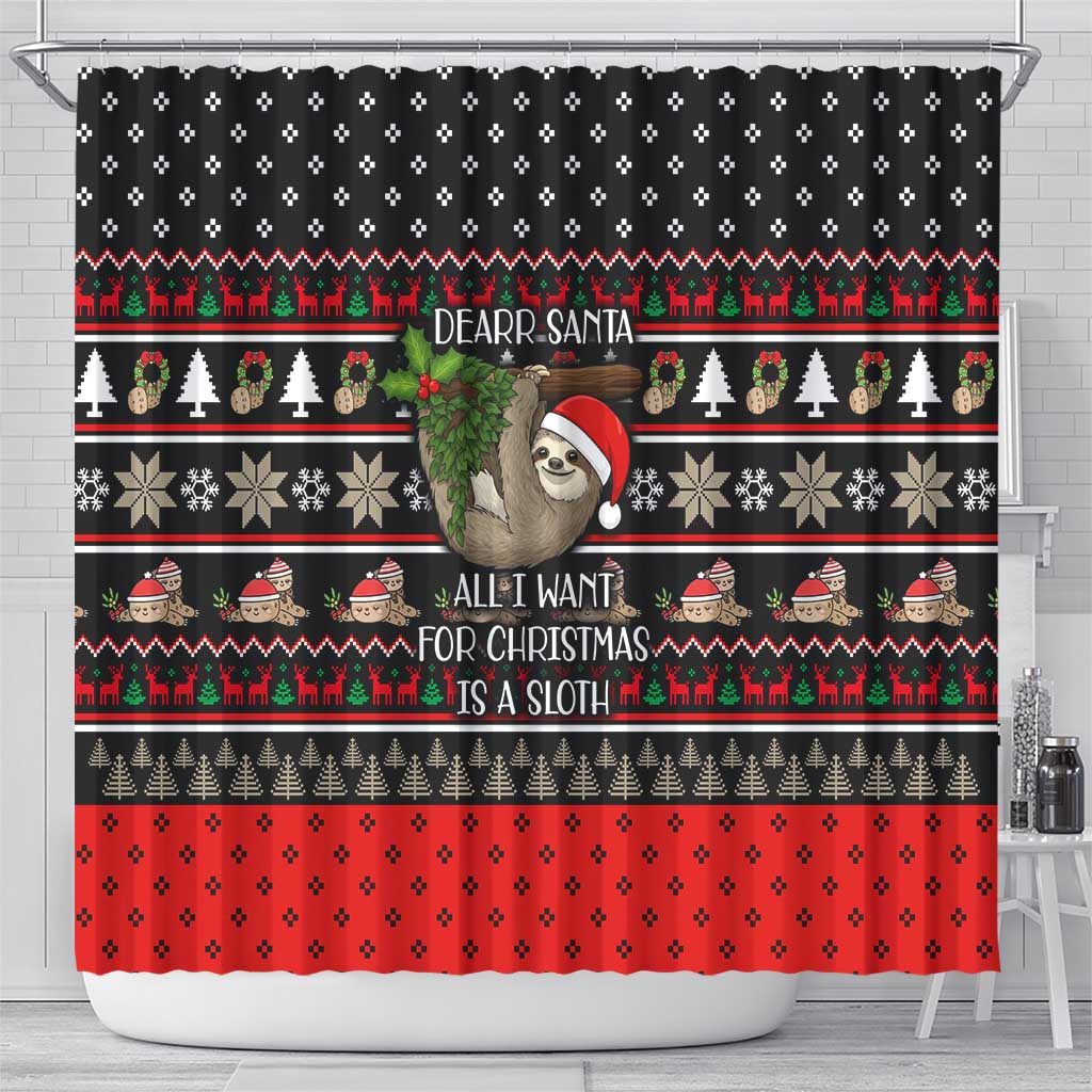 Sloth All I Want For Christmas Shower Curtain Xmas Holiday Patterns - Wonder Print Shop