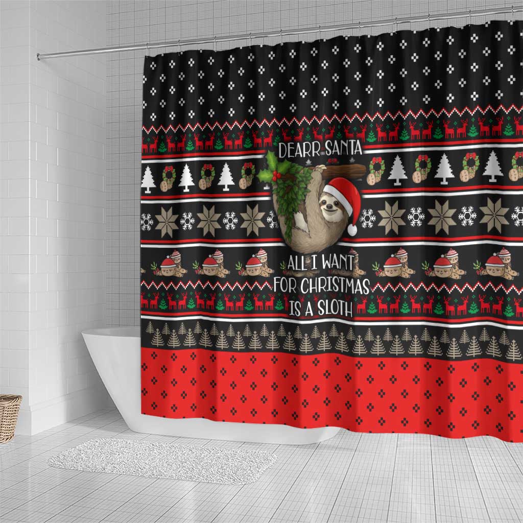 Sloth All I Want For Christmas Shower Curtain Xmas Holiday Patterns - Wonder Print Shop