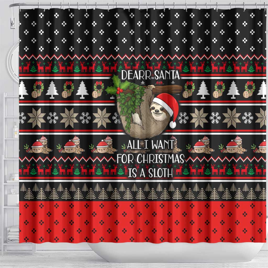 Sloth All I Want For Christmas Shower Curtain Xmas Holiday Patterns - Wonder Print Shop