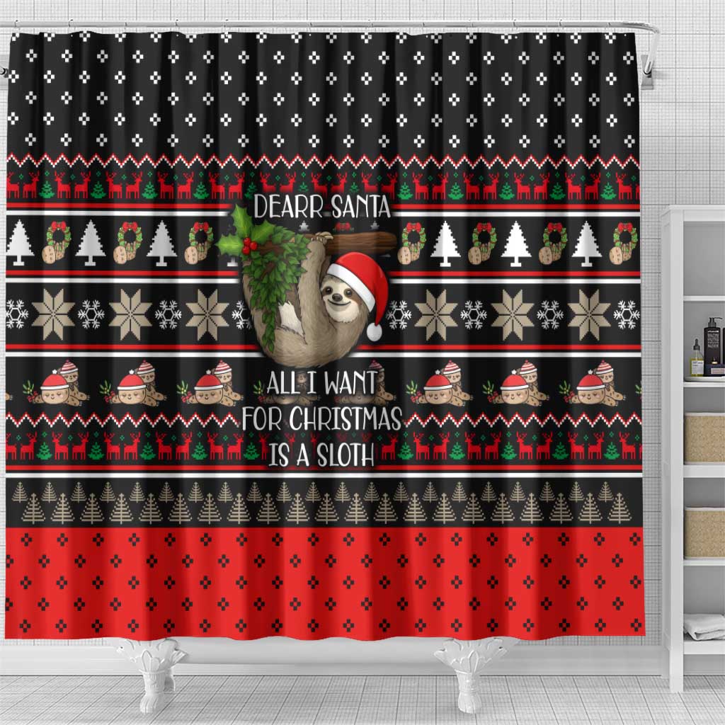 Sloth All I Want For Christmas Shower Curtain Xmas Holiday Patterns - Wonder Print Shop