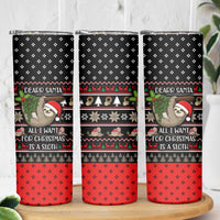 Sloth All I Want For Christmas Skinny Tumbler Xmas Holiday Patterns - Wonder Print Shop