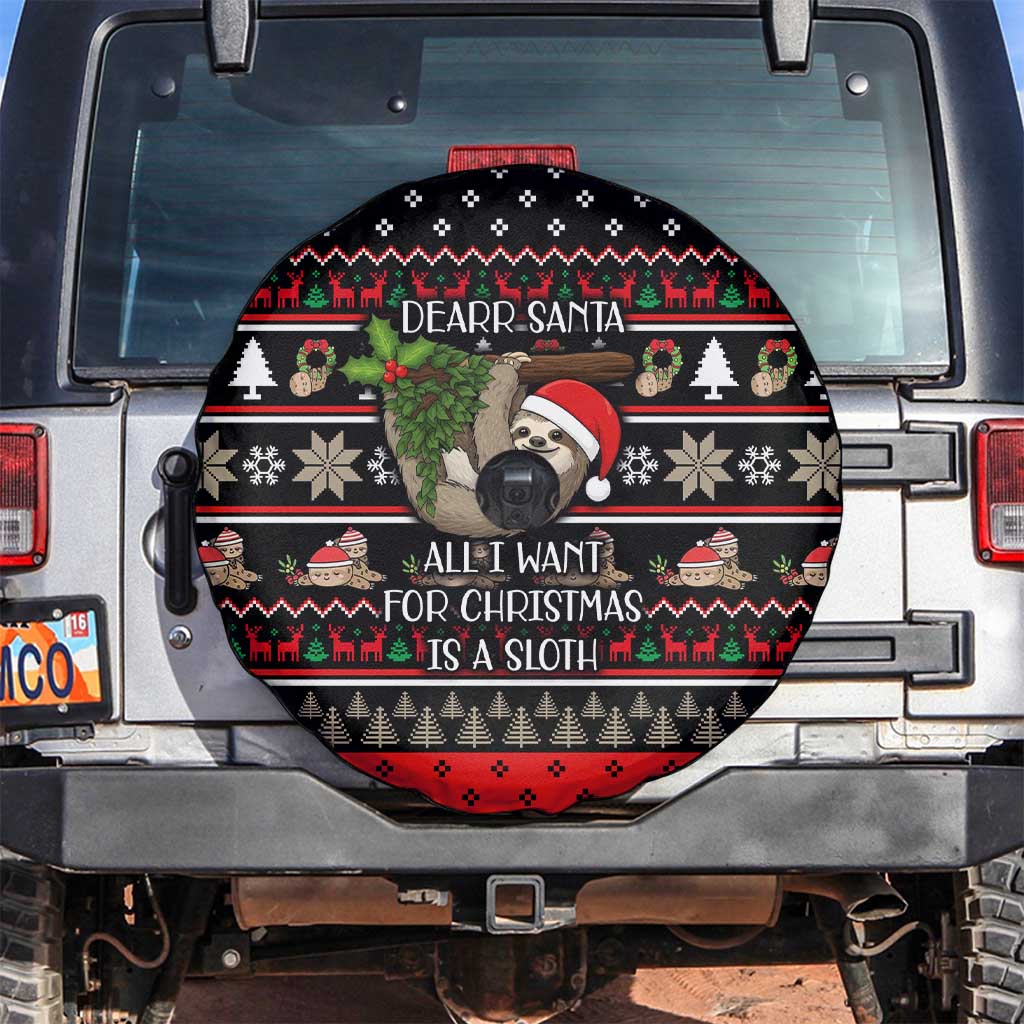 Sloth All I Want For Christmas Spare Tire Cover Xmas Holiday Patterns - Wonder Print Shop