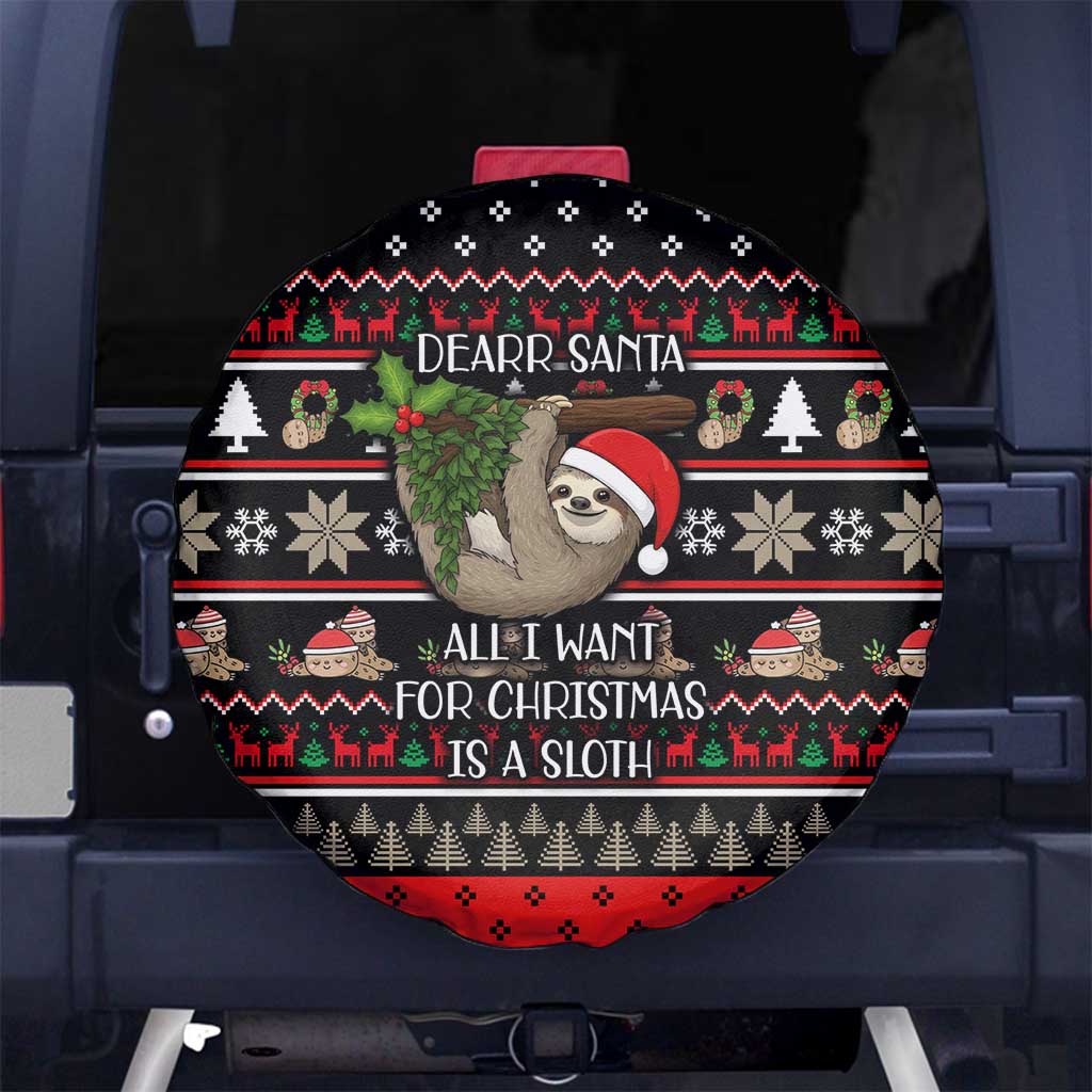 Sloth All I Want For Christmas Spare Tire Cover Xmas Holiday Patterns - Wonder Print Shop