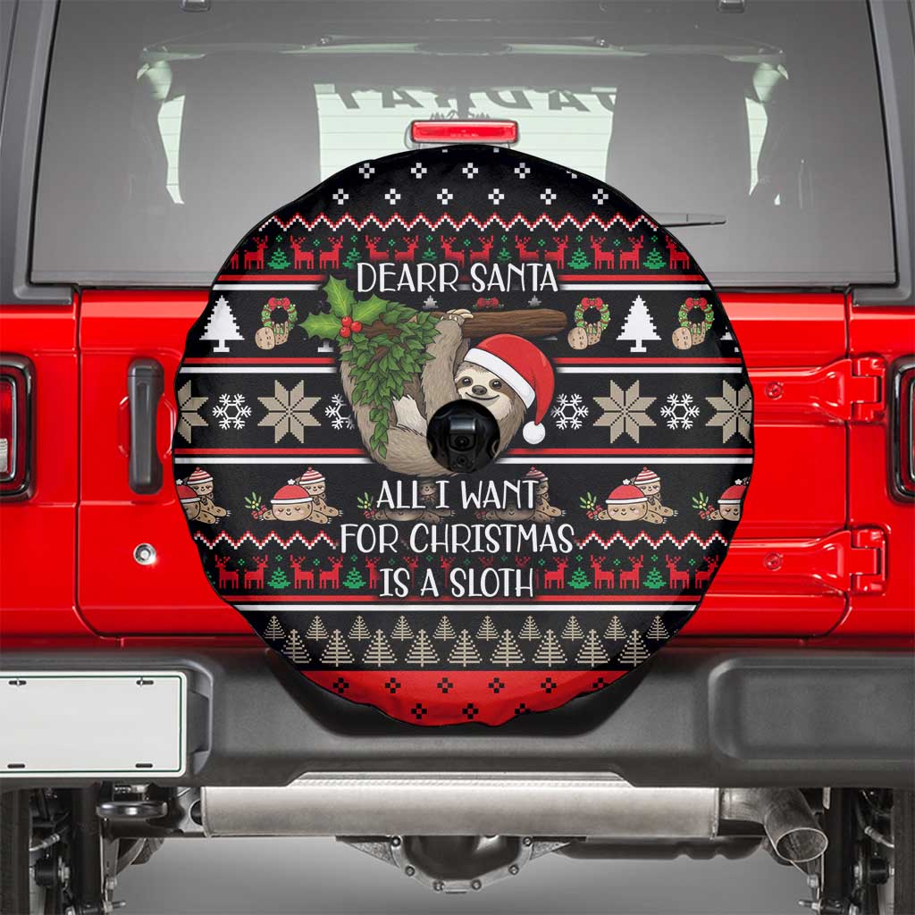Sloth All I Want For Christmas Spare Tire Cover Xmas Holiday Patterns - Wonder Print Shop
